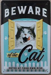 Tin Sign 20x30cm Beware of the Cat