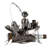Metalen Flessenhouder – Visser in Boot (5594)