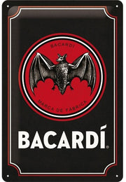 Bacardi Logo Zwart – Metalen Wandbord 20 x 30 cm