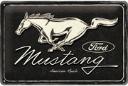 tin sign 20 x 30 Ford Mustang / Horse Logo Black