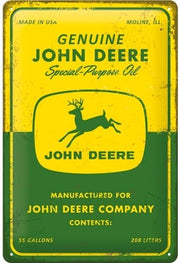 Tin Sign 20 x 30 cm John Deere - Special Purpose Oil