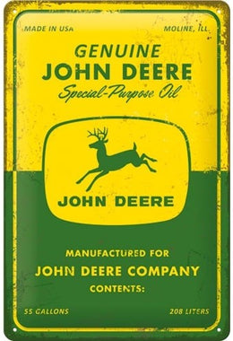 Tin Sign 20 x 30 cm John Deere - Special Purpose Oil