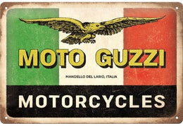 Tin Sign 20 x 30cm Moto Guzzi - Motorcycles Italia