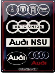 Audi Logo Evolution – Metalen Wandbord 30 x 40 cm