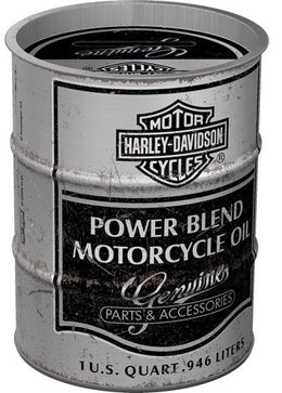 Money Box – Olievat Spaarpot Harley-Davidson Power Blend Oil (Zilver)