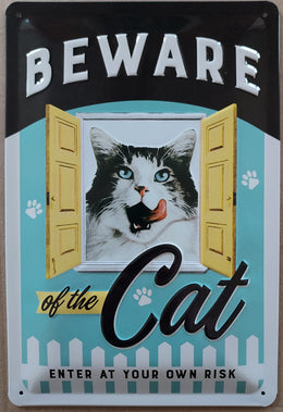 Tin Sign 20x30cm Beware of the Cat