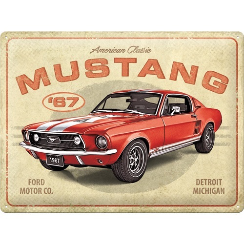 tin sign 30 x 40 Ford Mustang / GT 1967 Red