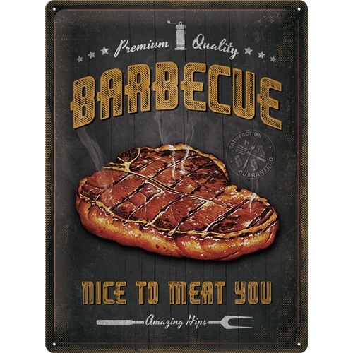 Tin Sign 30 x 40 Barbecue Nice To Meat You