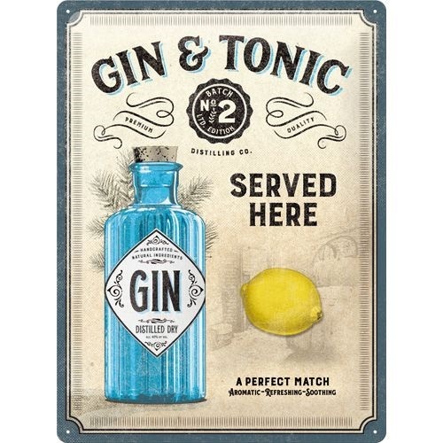 Tin Sign 30 x 40 Gin Tonic Here