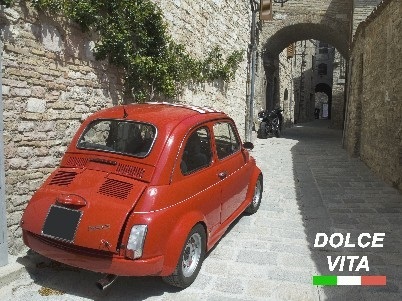 Tin Sign 20x30 Dolce vita Fiat 500 R