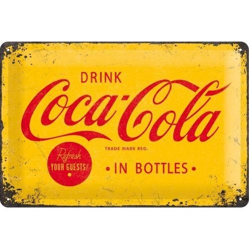 Tin Sign 20x30 Coca/Cola / 1930/40 / Yellow Logo