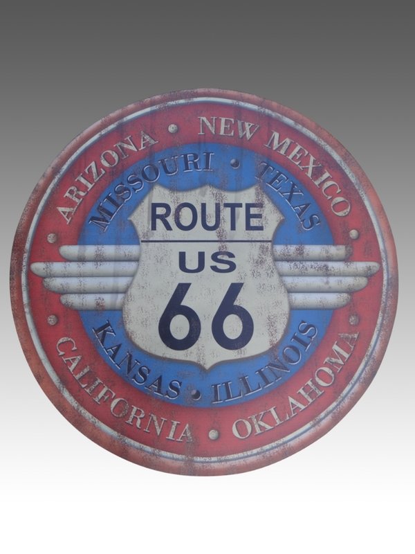 Metalen ronde bord Route 66