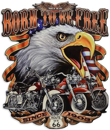 Retro metal signs wall decoratie: BORN TO BE FREE NV67