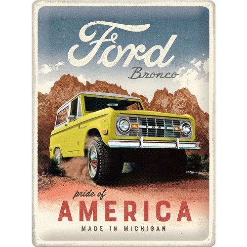 Metalen wandplaat 30x40cm Ford-Bronco Pride of America (Special Edition)