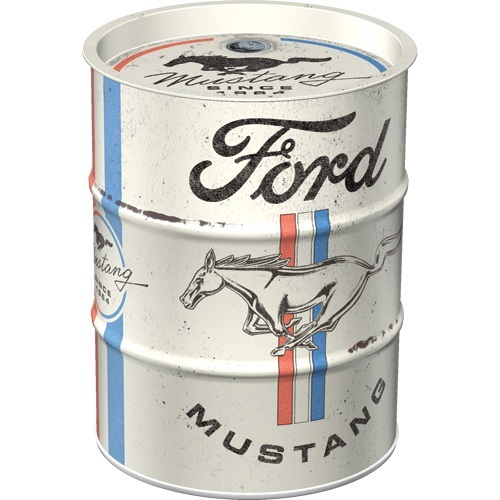 Money Box Oil Barrel Ford Mustang - Horse & Stripes Logo